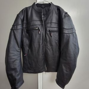 Mens leather motorcycle jacket